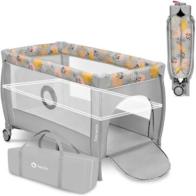 Lionelo STEFI PLUS 2-in-1 reisbedje en babyzone, draagbaar met 2 niveaus matrashoogte, babybed voor pasgeborenen en peuters, 0-36 kg, matras met zijingang, ademend gaas, LockGuard-veiligheid, wielen Lionelo STEFI PLUS 2-in-1 reisbedje en babyzone, draagbaar met 2 niveaus matrashoogte, babybed voor pasgeborenen en peuters, 0-36 kg, matras met zijingang, ademend gaas, LockGuard-veiligheid, wielen