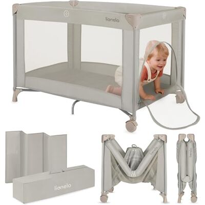 Lionelo Amelie Reisbedje voor Baby 100,5x70,5 cm – Lichtgewicht Opvouwbaar Campingbedje (7 kg) met Matras en Draagtas – Compact Babybed met Wielen, Zij-ingang en Mesh Wanden – 0–36 m tot 15 kg Lionelo Amelie Reisbedje voor Baby 100,5x70,5 cm – Lichtgewicht Opvouwbaar Campingbedje (7 kg) met Matras en Draagtas – Compact Babybed met Wielen, Zij-ingang en Mesh Wanden – 0–36 m tot 15 kg