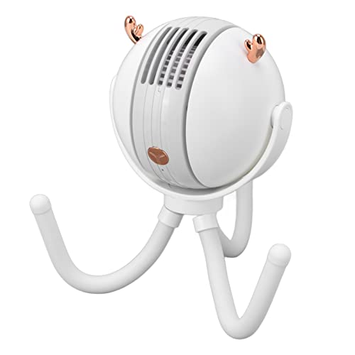 Luqeeg Kinderwagenventilator, Draagbare Draagbare Kinderwagenventilator, Elektrische Ventilator Zonder Blad met 3 Versnellingen Clip op Ventilator USB Mini-handventilator Ventilator voor Mobiele (Wit)