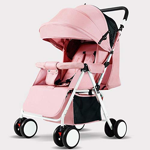 TXTC Kinderwagen wagen kinderwagens Buggy kinderwagen, compacte kinderwagen kinderwagen, draagbare kinderwagen vervoer anti-shock kinderwagen frame, 5-punts harnas en hoge opbergmand (kleur: roze)