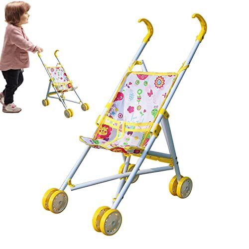 EsEico Kinderwagen voor poppen Opvouwbaar, Babypop-kinderwagenspeelgoed, Opvouwbare Kid Doll-kinderwagen, Basket Play Doll-kinderwagen, Speelgoedvouwwagen voor baby's, jongens en meisjes
