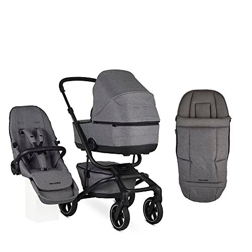 EasyWalker Jimmey Set bestaande uit kinderwagen met zitting, badkuip, voetenzak en regenbescherming voor badkuip Iris Grey