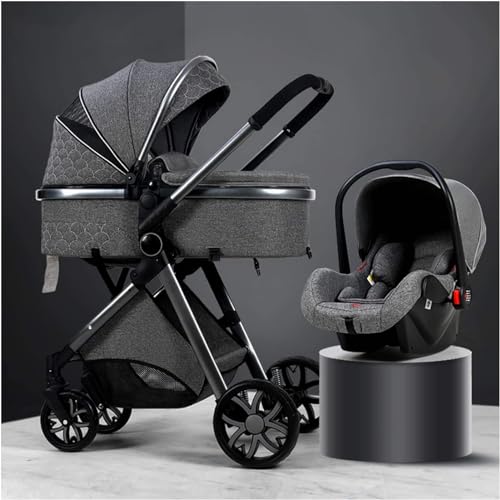 OHaGin Kinderwagen Pasgeboren kinderwagen Baby Kinderwagens 2 in 1 kinderwagen Kinderwagen Buggy Opvouwbare luxe kinderwagen Kinderwagen met hoge weergave Kinderwagen met mamatas en regenhoes Klamboe ((H)