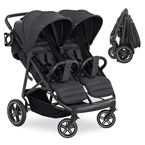 Hauck UpTown Buggy tweelingen broers en zussen met ligfunctie, klein inklapbaar tweelingsbuggy tot 30 kg melange zwart