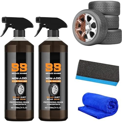 HELVES Bb Bronze Bomber Wheel Cleaner,Bronze Bomber niet-zure wielreiniger,remstofverwijderaar wielreiniger,perfect voor het reinigen van wielen en banden (2 stuks)