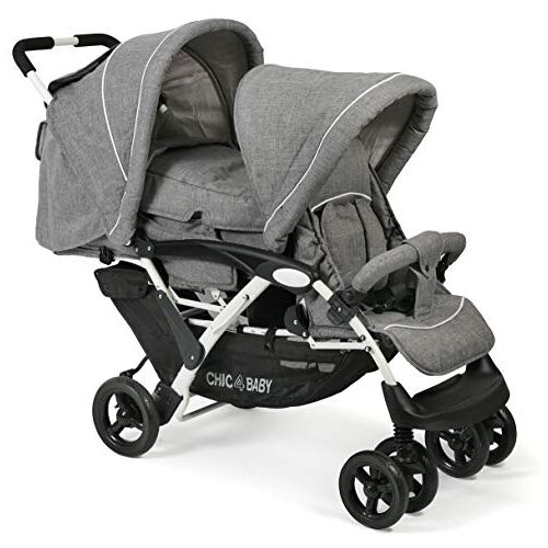 CHIC 4 BABY 275 60 broers en zussen wagen Duo, incl. draagtas en regenhoes, Melange grijs-wit