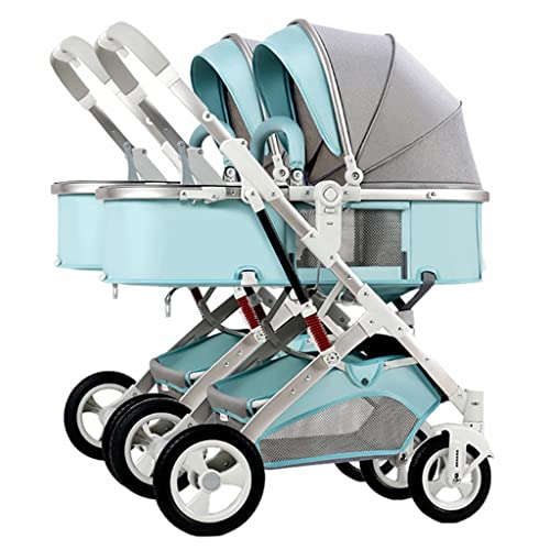 ZDWJD Baby kinderwagen Twins kinderwagen voor pasgeborenen, dubbele kinderwagen voor baby's en peuters, kan zitten, liggen, afneembare kinderwagen, kinderwagen, trolley, draagbare kinderwagens m