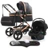 Pixini 3 in 1 Wandelwagen KALANI, Trio, Kind, Autostoel, Accessoires (Goud/Zwart)