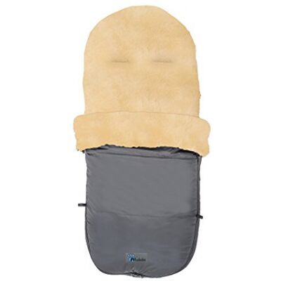 AltaBeBe (MT2280LP-64) lamsvacht-voetenzak, geschikt voor Bugaboo Joolz kinderwagen, wintervoetenzak, wind- en waterafstotend, warme voetenzak, bovendeel afneembaar, echt lamsvel. Kleur: donkergrijs AltaBeBe (MT2280LP-64) lamsvacht-voetenzak, geschikt voor Bugaboo Joolz kinderwagen, wintervoetenzak, wind- en waterafstotend, warme voetenzak, bovendeel afneembaar, echt lamsvel. Kleur: donkergrijs
