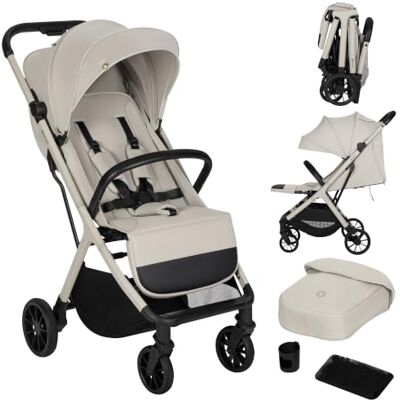 Lionelo Cloe Plus Compacte Kinderwagen tot 22 kg, Auto-Folding met één Hand Grote PU-Wielen met Vering, Verstelbare Rugleuning en Voetsteun, UPF50+ Kap, 5-Puntsgordel, Voetenzak en Muskietennet Lionelo Cloe Plus Compacte Kinderwagen tot 22 kg, Auto-Folding met één Hand Grote PU-Wielen met Vering, Verstelbare Rugleuning en Voetsteun, UPF50+ Kap, 5-Puntsgordel, Voetenzak en Muskietennet