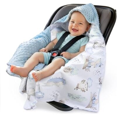 Medi Partners Inbaker Deken 100% katoen 85x85cm met capuchon knuffeldeken voor kinderwagen babyzitje universele dubbelzijdig babydeken buggy autostoel Medi Partners Inbaker Deken 100% katoen 85x85cm met capuchon knuffeldeken voor kinderwagen babyzitje universele dubbelzijdig babydeken buggy autostoel