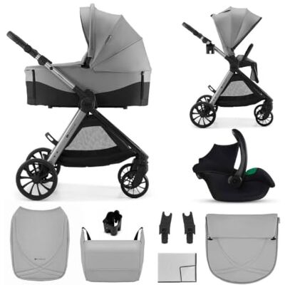 kk Kinderkraft Kinderkraft VESTO 2 combi-kinderwagen 3-in-1, buggy met babykuip en autostoeltje MINK PRO 2, vanaf de geboorte tot 22 kg, omkeerbaar sportzitje, reissysteem, vering, EVA-wielen, opvouwbaar, grijs kk Kinderkraft Kinderkraft VESTO 2 combi-kinderwagen 3-in-1, buggy met babykuip en autostoeltje MINK PRO 2, vanaf de geboorte tot 22 kg, omkeerbaar sportzitje, reissysteem, vering, EVA-wielen, opvouwbaar, grijs
