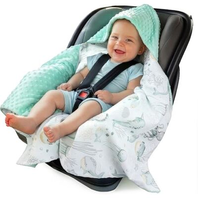Medi Partners Inbaker Deken 100% katoen 85x85cm met capuchon knuffeldeken voor kinderwagen babyzitje universele dubbelzijdig babydeken buggy autostoel Medi Partners Inbaker Deken 100% katoen 85x85cm met capuchon knuffeldeken voor kinderwagen babyzitje universele dubbelzijdig babydeken buggy autostoel