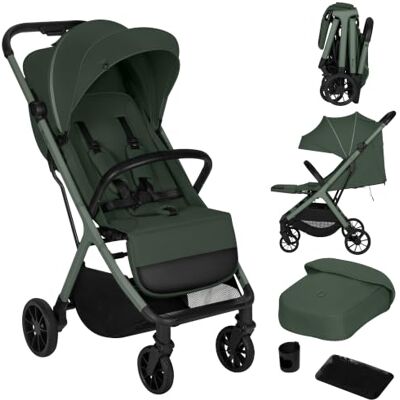 Lionelo Cloe Plus Compacte Kinderwagen tot 22 kg, Auto-Folding met één Hand Grote PU-Wielen met Vering, Verstelbare Rugleuning en Voetsteun, UPF50+ Kap, 5-Puntsgordel, Voetenzak en Muskietennet Lionelo Cloe Plus Compacte Kinderwagen tot 22 kg, Auto-Folding met één Hand Grote PU-Wielen met Vering, Verstelbare Rugleuning en Voetsteun, UPF50+ Kap, 5-Puntsgordel, Voetenzak en Muskietennet