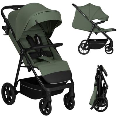 Lionelo Iva Wandelwagen voor Baby en Peuter (6–48 mnd), All-Terrain PU Wielen met Vering, Verstelbare Rugleuning en Voetsteun, XXL Zonnekap UPF 50+, Magnetische Gesp, Grote Mand, Inklapbaar, Groen Lionelo Iva Wandelwagen voor Baby en Peuter (6–48 mnd), All-Terrain PU Wielen met Vering, Verstelbare Rugleuning en Voetsteun, XXL Zonnekap UPF 50+, Magnetische Gesp, Grote Mand, Inklapbaar, Groen