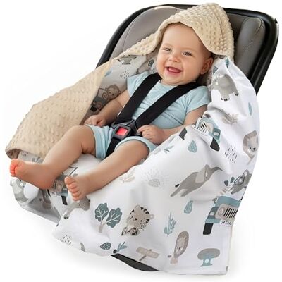 Medi Partners Inbaker Deken 100% katoen 85x85cm met capuchon knuffeldeken voor kinderwagen babyzitje universele dubbelzijdig babydeken buggy autostoel Medi Partners Inbaker Deken 100% katoen 85x85cm met capuchon knuffeldeken voor kinderwagen babyzitje universele dubbelzijdig babydeken buggy autostoel