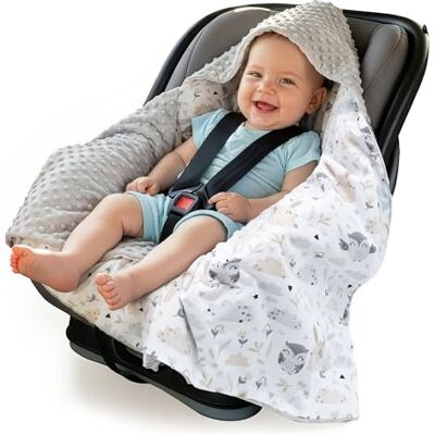 Medi Partners Inbaker Deken 100% katoen 85x85cm met capuchon knuffeldeken voor kinderwagen babyzitje universele dubbelzijdig babydeken buggy autostoel Medi Partners Inbaker Deken 100% katoen 85x85cm met capuchon knuffeldeken voor kinderwagen babyzitje universele dubbelzijdig babydeken buggy autostoel