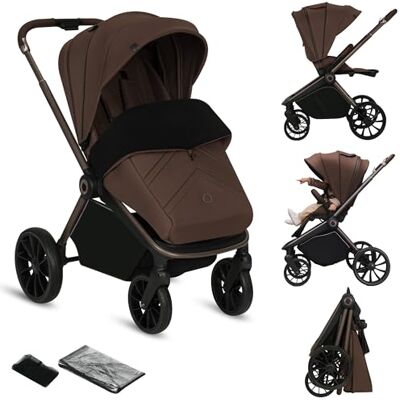 Lionelo Mika Plus Kinderwagen & Buggy, Vanaf 6 Maanden tot 22 kg, All-Terrain Wielen met Vering, XXL Zonnekap UPF50+, Verstelbare Rugleuning & Voetsteun, Waterafstotend, Lichtgewicht Opvouwbaar, Bruin Lionelo Mika Plus Kinderwagen & Buggy, Vanaf 6 Maanden tot 22 kg, All-Terrain Wielen met Vering, XXL Zonnekap UPF50+, Verstelbare Rugleuning & Voetsteun, Waterafstotend, Lichtgewicht Opvouwbaar, Bruin