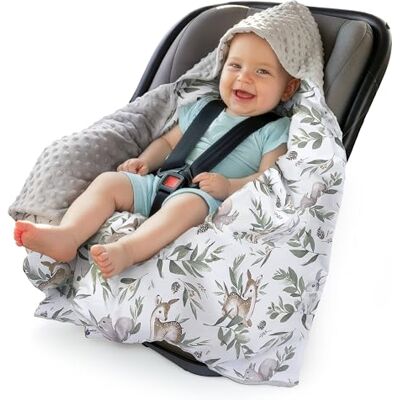 Medi Partners Inbaker Deken 100% katoen 85x85cm met capuchon knuffeldeken voor kinderwagen babyzitje universele dubbelzijdig babydeken buggy autostoel Medi Partners Inbaker Deken 100% katoen 85x85cm met capuchon knuffeldeken voor kinderwagen babyzitje universele dubbelzijdig babydeken buggy autostoel