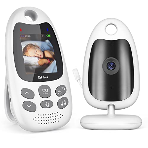 TakTark Babyfoon met camera babymonitor 2.0'' Video Babyfoons met Nachtzicht, Bi-directionele communicatie, Slaapliedjes, Kamertemperatuurbewaking