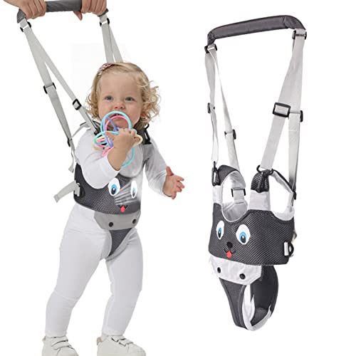 IULONEE Baby Wandelen Harnas Handvat Verstelbare Peuter Wandelen Assistent Kind Hand Held Opstaan en Wandelen Leren Helper Baby Wandelen Riem Teugels Kids Veiligheid Harnas 7-24 Maand (Mesh Grijs)