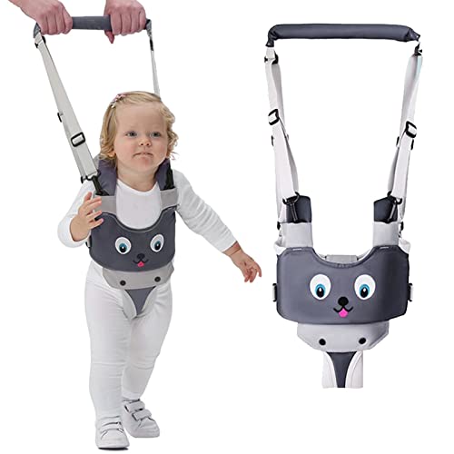 IULONEE Baby Wandelen Harnas Handvat Verstelbare Peuter Wandelen Assistent Kind Hand Held Opstaan en Wandelen Leren Helper Baby Wandelen Riem Teugels Kids Veiligheid Harnas 7-24 Maand (Grijs)