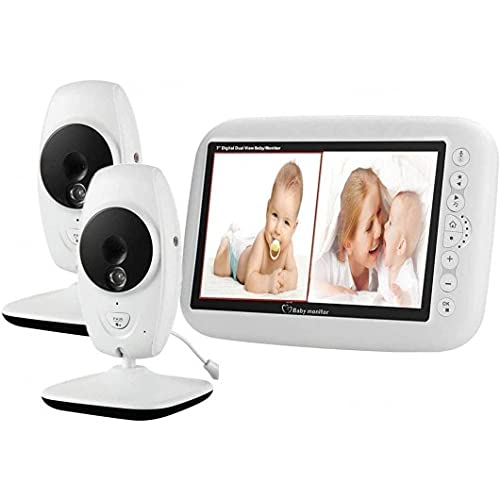 EMEBAY Babymonitor met 2 camera's + 7 inch LCD TFT scherm video digitaal draadloos zorg baby luisteren baby video camera bewaking