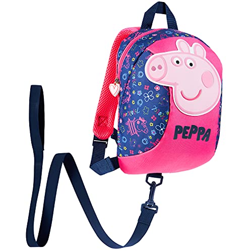 Peppa Pig Rugzak met teugels voor meisjes kinderveiligheid harnas peuter teugels, marine/Roze, Eén maat