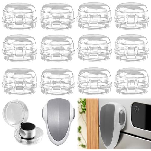 Nizirioo 12 stuks kinderbeveiliging fornuis draaiknop:  fornuis kinderbeveiliging set, fornuisknop kinderbeveiliging + premium oven kinderbeveiliging voor max. Ø 4,2 cm en 4 cm hoge fornuisknoppen,