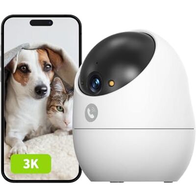 Beans View Binnen Beveiligingscamera, 360° Bewaking, 2.4GHz Wi-Fi Kleuren Nachtzicht, Automatische Mensherkenning en Volgen, Abonnement-Vrije SD Kaart Opslag, Babyfoon, Werk met Alexa, D210 5MP (3K) Beans View Binnen Beveiligingscamera, 360° Bewaking, 2.4GHz Wi-Fi Kleuren Nachtzicht, Automatische Mensherkenning en Volgen, Abonnement-Vrije SD Kaart Opslag, Babyfoon, Werk met Alexa, D210 5MP (3K)