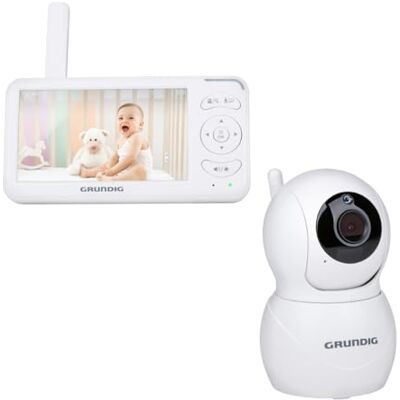 Grundig Video babyfoon met camera, babyfoon met 5 inch kleurenscherm, babymonitor met nachtzicht, temperatuurweergave en talkback-functie, wit Grundig Video babyfoon met camera, babyfoon met 5 inch kleurenscherm, babymonitor met nachtzicht, temperatuurweergave en talkback-functie, wit