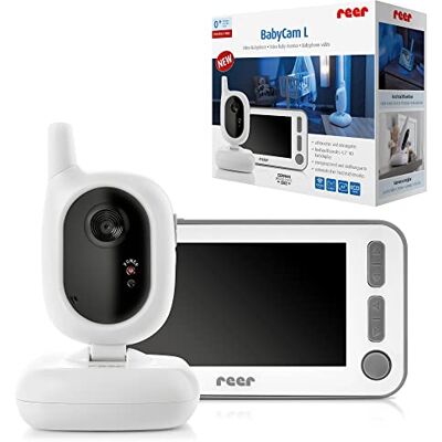 Reer 80430 BabyCam Video babyfoon L, 300 m bereik, 50 graden groothoekcamera, 4,3 inch TFT-display, met bewegingsalarm, wit Reer 80430 BabyCam Video babyfoon L, 300 m bereik, 50 graden groothoekcamera, 4,3 inch TFT-display, met bewegingsalarm, wit