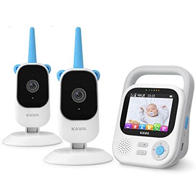 KAWA Baby Monitor with 2 Cameras, Video Baby Monitor with Camera and Night Vision, 2.8” Screen, 5050mAh Battery with Video Recording, 2-Way Talk, 4X Zoom, 6 Lullabies, Portable Baby Monitor KAWA Baby Monitor with 2 Cameras, Video Baby Monitor with Camera and Night Vision, 2.8” Screen, 5050mAh Battery with Video Recording, 2-Way Talk, 4X Zoom, 6 Lullabies, Portable Baby Monitor