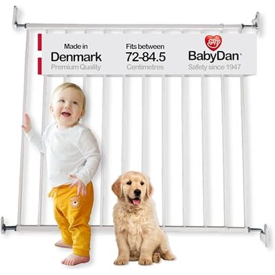 BabyDan Billund veiligheidshek, wandmontage babyhek voor openingen 72-84,5 cm, zonder bodemstangontwerp voor veilige doorgang, wit, metaal BabyDan Billund veiligheidshek, wandmontage babyhek voor openingen 72-84,5 cm, zonder bodemstangontwerp voor veilige doorgang, wit, metaal