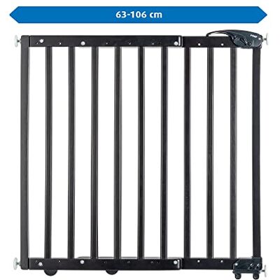 Reer Deurrooster en trapbeschermingsrooster om te klemmen of schroeven, bouwdoos voor montage, uittrekbaar 63-106 cm, zwart Reer Deurrooster en trapbeschermingsrooster om te klemmen of schroeven, bouwdoos voor montage, uittrekbaar 63-106 cm, zwart