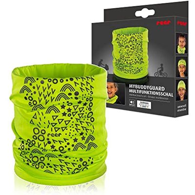 Reer MyBuddyGuard Multifunctionele kindersjaal, fluorescerend geel met reflecterende print Reer MyBuddyGuard Multifunctionele kindersjaal, fluorescerend geel met reflecterende print