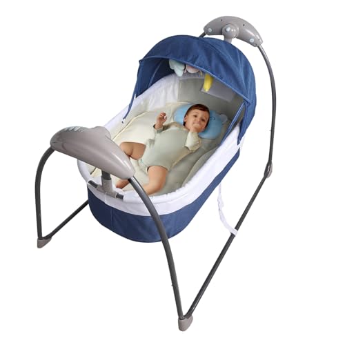 Bazargame Babywieg, elektrische babybed, babywipstoel, babyschommel, indoor, 5-speed automatische babywieg, peuterkamer, blauw