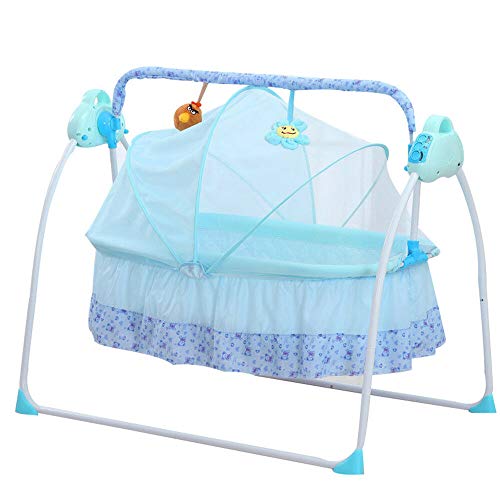 SHZICMY Elektrische babyschommel, babybed, wieg, babywieg, babywieg, met matras en klamboe, automatische wieg, reisbed (blauw)