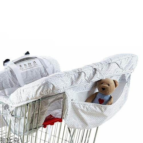 Fricienc Universele hoes voor babywinkelwagen, winkelwagenbescherming, babyhoes met draagtas, 2-in-1 stoelhoes, draagtas voor winkelwagen en kinderstoel, grijs