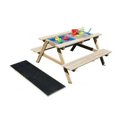 Relaxdays kinderbank 3-in-1 hout met speeltafel, modderkeuken, picknicktafel, krijtbord, 48,5x89x85 cm, naturel Relaxdays kinderbank 3-in-1 hout met speeltafel, modderkeuken, picknicktafel, krijtbord, 48,5x89x85 cm, naturel
