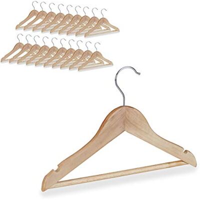 Relaxdays kinder kledinghanger, 20 stuks, broeklat, overhemden, draaibare haak, babykledinghanger, hout, naturel Relaxdays kinder kledinghanger, 20 stuks, broeklat, overhemden, draaibare haak, babykledinghanger, hout, naturel