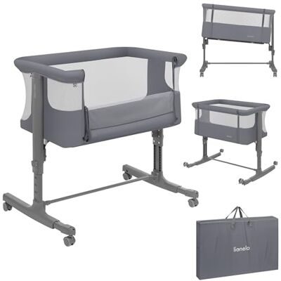 Lionelo Aurora 3-in-1 Baby Co-Sleeper, Hoogteverstelling & Hellingsfunctie Bijzetbed & Babybed tot 9 kg , T25 Matras, 4 Wielen met Rem, Bevestigingsriem & Grote Mesh Ventilatie Lionelo Aurora 3-in-1 Baby Co-Sleeper, Hoogteverstelling & Hellingsfunctie Bijzetbed & Babybed tot 9 kg , T25 Matras, 4 Wielen met Rem, Bevestigingsriem & Grote Mesh Ventilatie