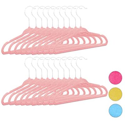 Relaxdays 20 stuks kinderhangers, kunststof en fluweel, antislip, 18 x 28 x 0,5 cm, babyroze Relaxdays 20 stuks kinderhangers, kunststof en fluweel, antislip, 18 x 28 x 0,5 cm, babyroze