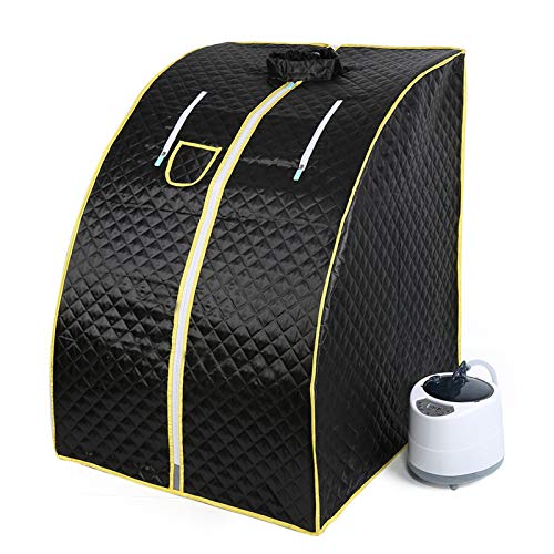 Flyelf Sauna Box,Draagbare Stoomsauna voor Persoonlijke Spa Body Heater Ontgiften Afvallen met een Stoel 98 x 70 x 80 cm (Zwart)