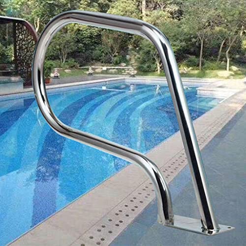 GFHQDPSC Zwembad leuningen Pool reling reling, Inground zwembaden leuningen, 304 roestvrij stalen zwembadreling, Easy Mount Hand Grab Rail, Zilver