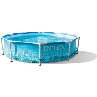 INTEX 10ft x 30" Beachside Metalen Frame Zwembad Set Familiezwembad incl. filterpomp, zeedruk op muren en vloer, SUPER-TOUGH® folie, in 30 minuten opgebouwd INTEX 10ft x 30" Beachside Metalen Frame Zwembad Set Familiezwembad incl. filterpomp, zeedruk op muren en vloer, SUPER-TOUGH® folie, in 30 minuten opgebouwd