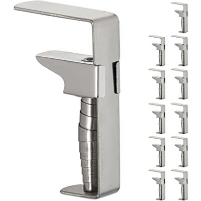 Relaxdays tafelkleedklemmen, set van 12, verstelbare tafelkleedhouders voor dikke tafels, rvs, tot 4 cm dikte, zilver Relaxdays tafelkleedklemmen, set van 12, verstelbare tafelkleedhouders voor dikke tafels, rvs, tot 4 cm dikte, zilver