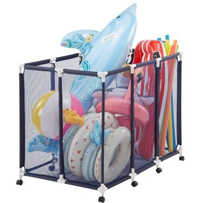 VEVOR Opbergmand voor zwembad, 122 x 84 x 99 cm, opbergbak voor zwembanden, zwembad, van mesh, organizer met wielen voor speelgoed, friet, zwembadballonnen, waterballen, frame van kunststof VEVOR Opbergmand voor zwembad, 122 x 84 x 99 cm, opbergbak voor zwembanden, zwembad, van mesh, organizer met wielen voor speelgoed, friet, zwembadballonnen, waterballen, frame van kunststof