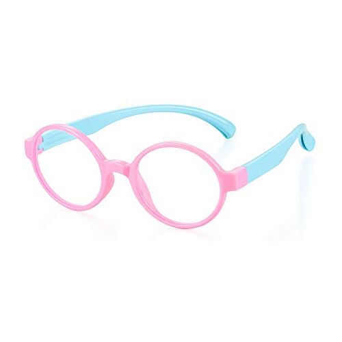 OMICE Kinderen Goggles Siliconen Frame Anti straling Kids Computer Bril Brillen Anti Blauw Licht Glazen Video Gaming Brillen (Roze-Groen)