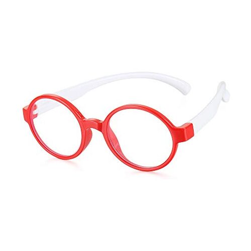 OMICE Kinderen Goggles Siliconen Frame Anti straling Kids Computer Bril Brillen Anti Blauw Licht Glazen Video Gaming Bril (Rood-Wit)